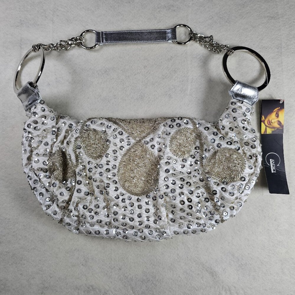 Candice Silver Sequin Fabric Bag – Glam Statement Piece - Picture 5 of 7